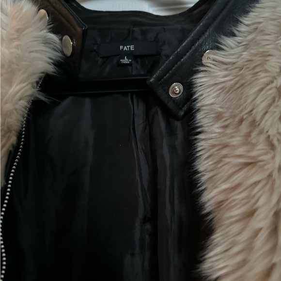 Beautiful, faux fur, faux leather trimmed bomber jacket by Fate (EUC) - Picture 3 of 3